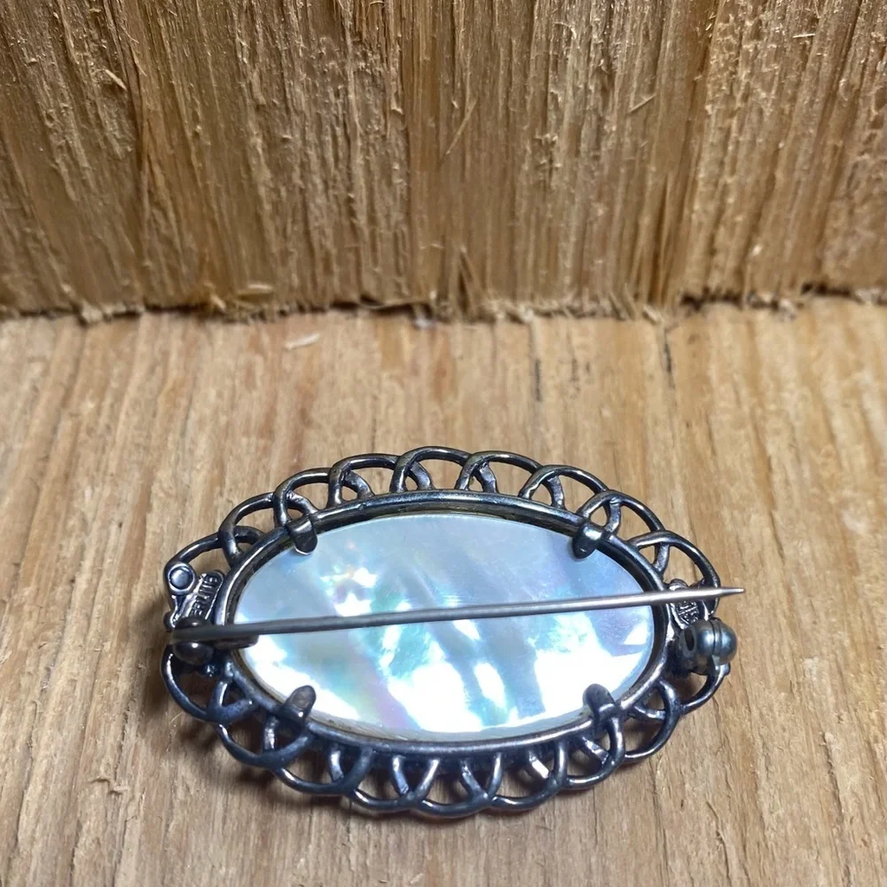 Vintage Judith Jack Sterling Marcasite Oval Brooch